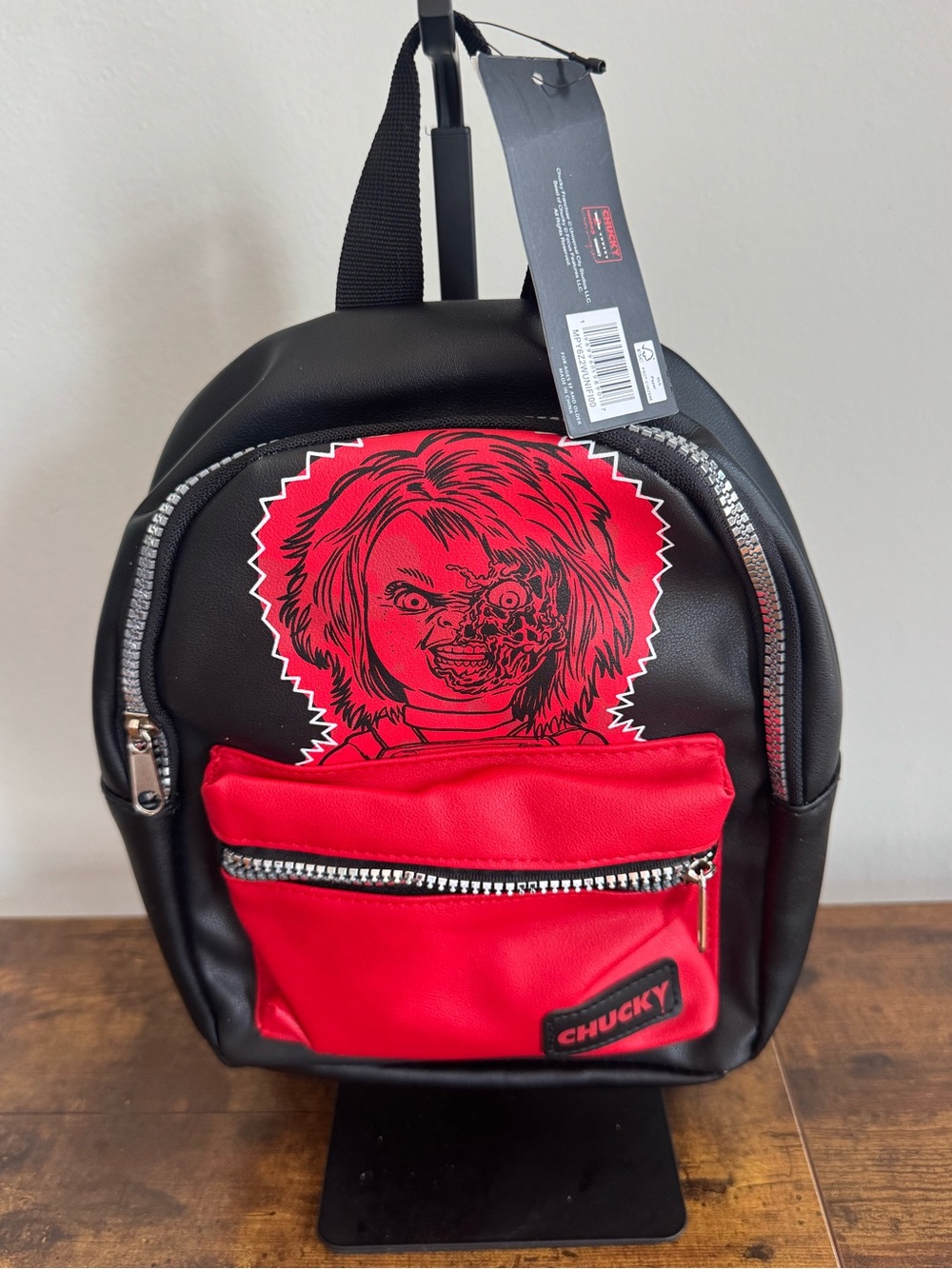 Source Unknown Black and Red Chucky Graphic Mini Backpack